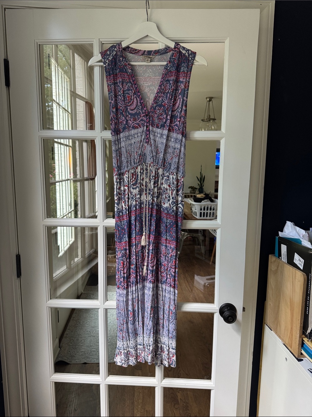 Lucky Brand Purple and Pink Patterned Maxi Dress